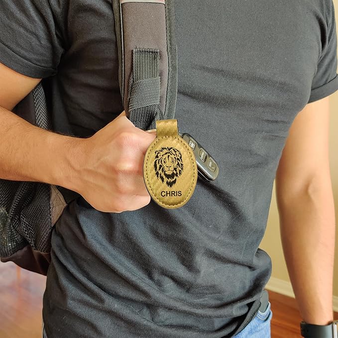 LaserGram Oval Keychain, Golf Ball, Personalized Engraving Included (Carbon Fiber Gold)