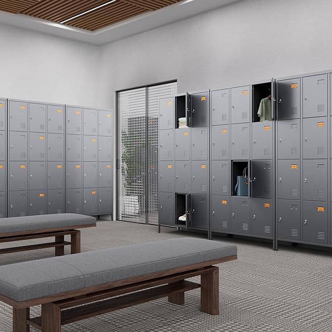 METAN Metal Locker for School Office Gym Bedroom, 12 Doors Steel Storage Locker Cabinet for Employees, Industrial Storage Locker, Assembly Required,Dark Gray