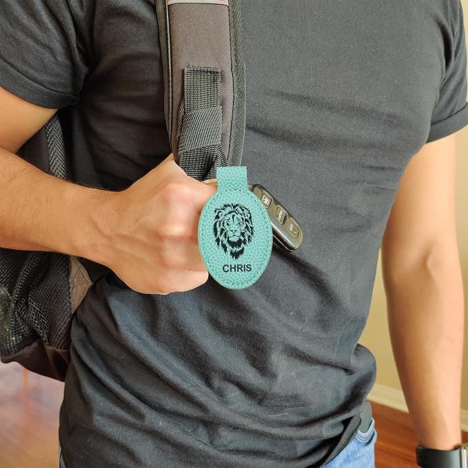 LaserGram Oval Keychain, Off Road Racer, Personalized Engraving Included (Basketball Teal)