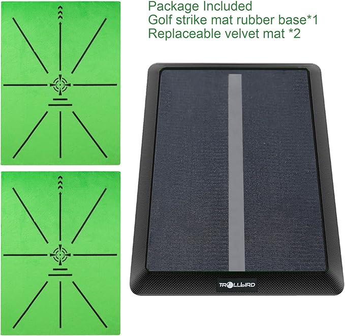 Golf Hitting Mat Golf Training Accessories for Swing Path Feedback 16.5"x12.5" with Replaceable Velvet Mat Practice Trainer Matt for Men Women Kids