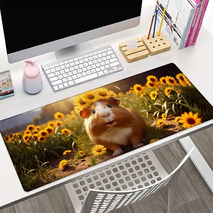 Cute Guinea Pig Gaming Mouse Pad Gifts 31.5" x 11.8", Non-Slip Rubber Base MousePads for Computers Laptop School Office Home Accessories Decor, Mouse Pad, Keyboard Desk Mat