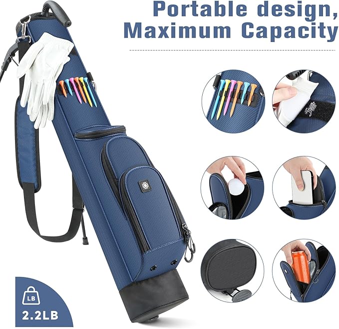 Findway Golf Stand Bag, [Upgraded Generous Space] Small Golf Bag for Driving Range, Par 3 & Executive Courses, Lightweight Sunday Golf Club Carry Bag with 3 Pockets