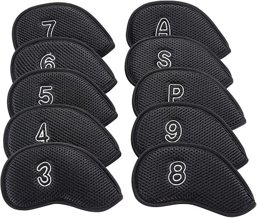 10Pcs/Pack New Meshy Golf Iron Covers Set Golf Club Head Cover Fit Most Irons