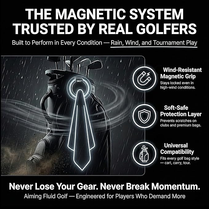 Magnetic Golf Landing Pad – Industrial Steel Core, Universal Fit for All Golf Bags, Soft-Safe Protection Layer – Secure Mount for Magnetic Golf Towels, Rangefinder & Accessories