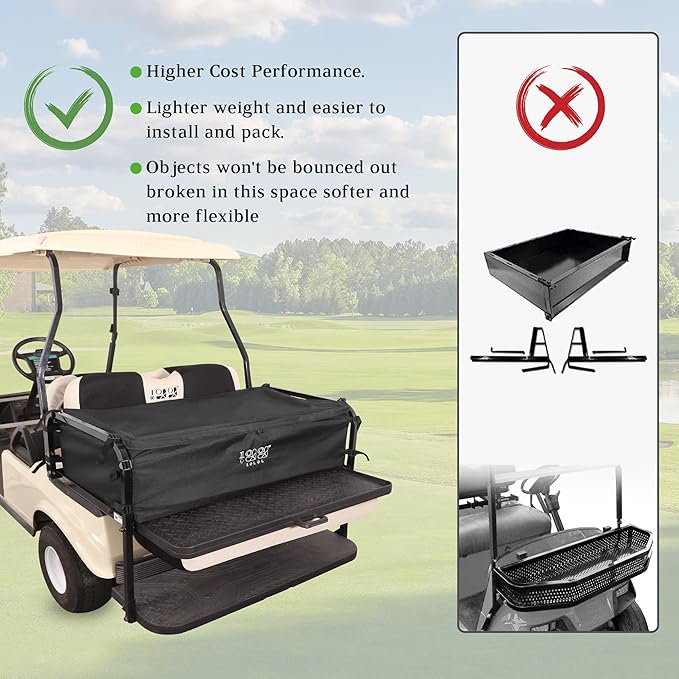 10L0L Cargo Bag for 4 Passenger Golf Carts, Storage Grocery Shopping Bag for Yamaha, EZGO TXT/RXV, Club Car DS/Precedent Golf Cart