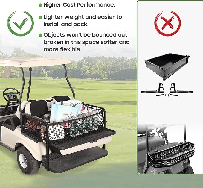 10L0L 4 Passenger Golf Cart Cargo Net for Yamaha,Club Car DS/Precedent, EZGO TXT/RXV, Adjustable Elastic Storage Net, Cargo Mesh Organizer Nets with Strong Buckle