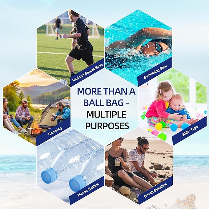 39x30 Inch Extra Large Soccer Ball Bag, Adjustable Shoulder Strap, Drawstring Mesh Ball Bag for Coaches, Swimming Gear, Sports Equipment, Beach Toys