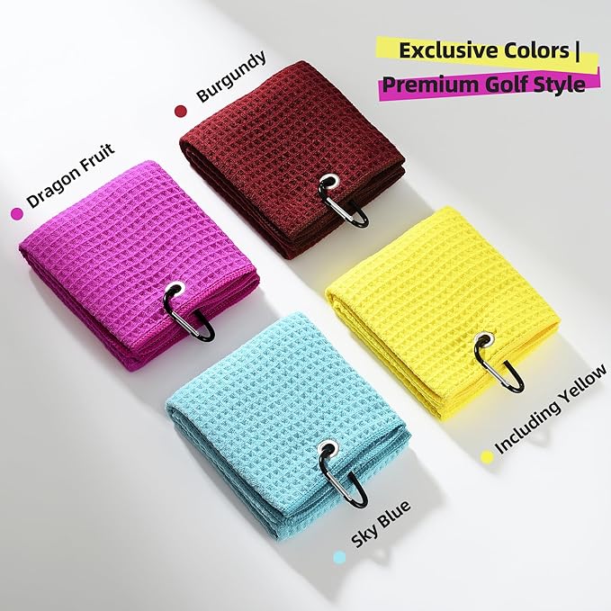 Mile High Life Premium Waffle-Weave Golf Towel | 16" X 24" | Extra Absorbent & Quick-Dry | Ultra-Soft Microfiber | Carabiner Clip | Multi-Color Options | Golf Accessory for Men & Women, Quietude