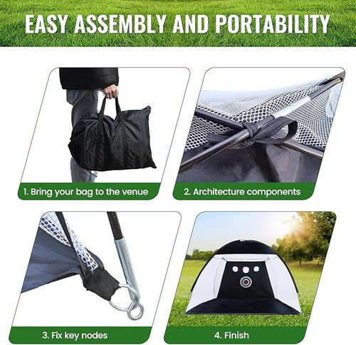 10x7ft Golf Practice Net, All-in-One Golf Practice Set: Driving Net with Mat, Target, Tee & Bag for Backyard Drills, Indoor Training