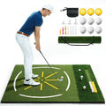 Golf Mat with Dual Turf, 5x4ft Thickened Golf Hitting Mat with Standing Guide-Line & Swing Path Line, Practice Mats for Indoor or Outdoor Use, Gifts for Men Dad & Golfers
