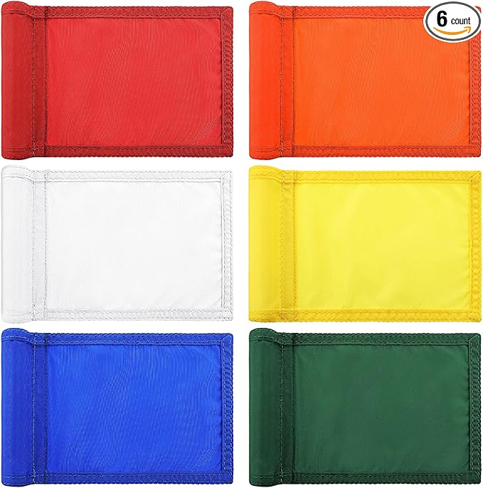 Oudain 6 Pcs Golf Target Flag with Tube Inserted Waterproof Putting Golf Flags 420D Nylon Mini Pin for Yard Indoor Outdoor Backyard Garden Portable, 8 x 6 Inch