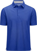 MAGCOMSEN Men's Polo Shirts Short Sleeve Cotton Pique 3 Button Classic Fit Casual T-Shirt Performance Golf Shirts