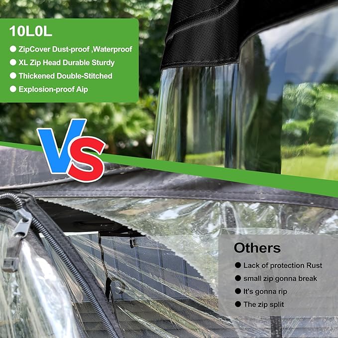 10L0L 4 Passenger Golf Cart Enclosure - 86" Roof Fit, Universal Golf Cart Cover for Yamaha Club Car EZGO,Waterproof 600D Rain Cover,Transparent Tail Light Panel,Foldable Door,4-Sided Clear Windows