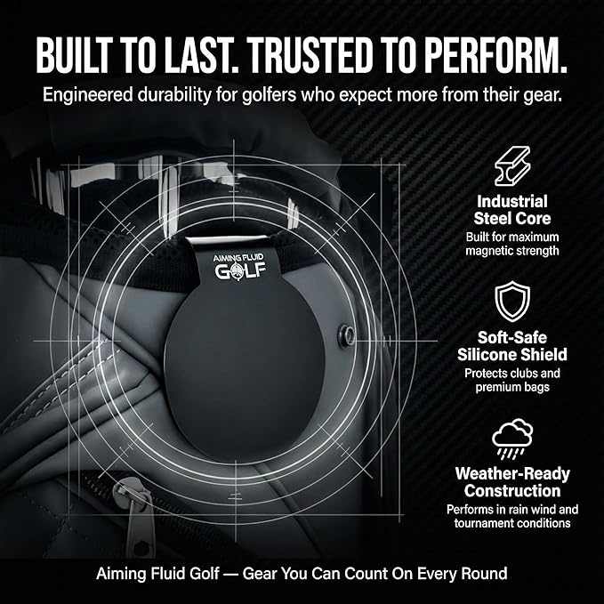Magnetic Golf Landing Pad – Industrial Steel Core, Universal Fit for All Golf Bags, Soft-Safe Protection Layer – Secure Mount for Magnetic Golf Towels, Rangefinder & Accessories