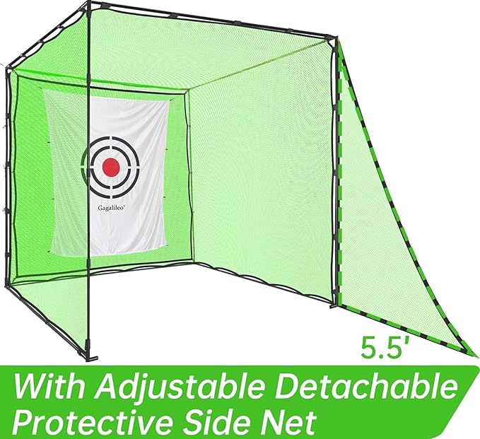 Gagalileo Golf Cage Net: 7X7X7FT Heavy Duty Practice Alloy Steel Frame and Target for Golfers Backyard Driving Range Outdoor Training