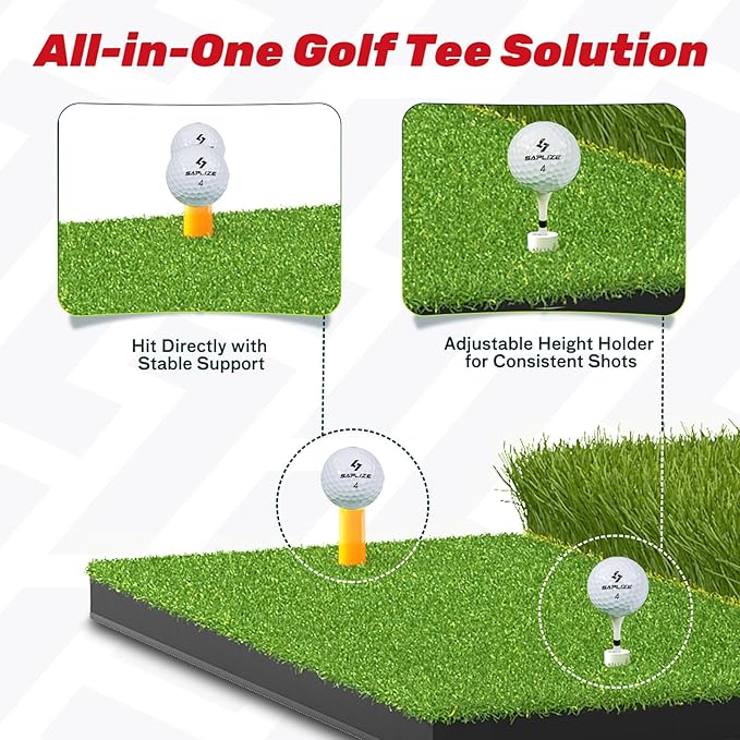 SAPLIZE Foldable Heavy-Duty Golf Hitting Mat with 10mm EVA Backing for Indoor/Outdoor Swing & Chipping, Golf Accessories & Gift for Men & Women