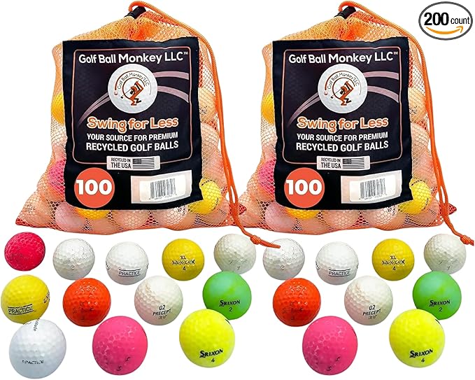 Golf Ball Monkey Recycled Hit-Away Practice Golf Balls with Mesh Bag - Pre-Owned Used Golf Balls for Driving Range & Training Golf Balls