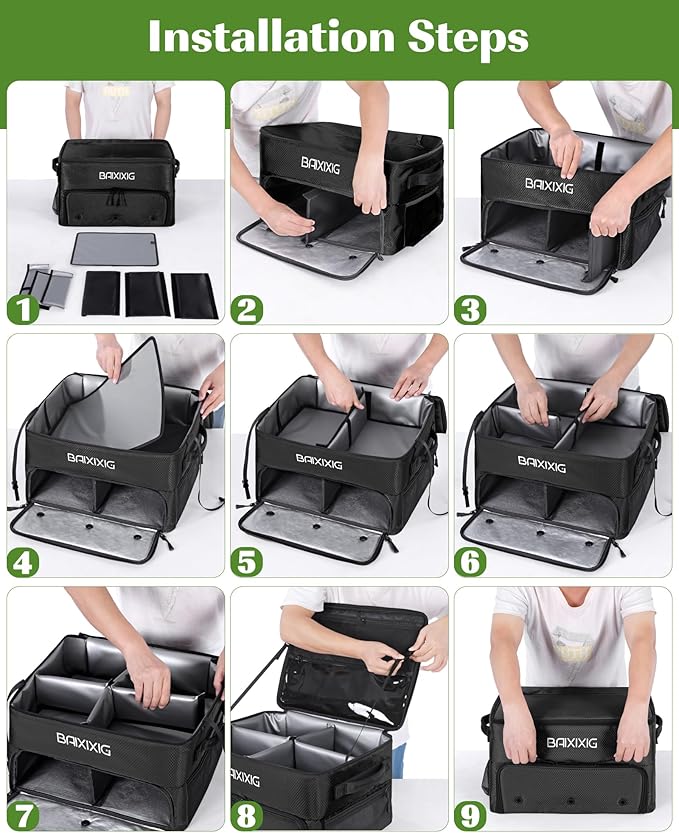 Golf Trunk Organizer, Waterproof Car Golf Locker with Separate Ventilated Compartment for 2 Pair Shoes, Golf Storage for Balls, Tees, Cap, Clothes, Gloves, Accessories, Gifts for Men, Women