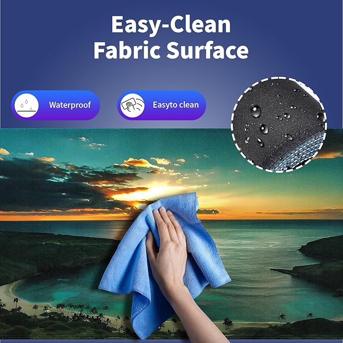 Wknoon. Extra Large Gaming & Office Mouse Pad (31.5" x 11.8") – Hawaiian Scene Sunrise Over Hanauma Bay Oahu Hawaii, Premium Anti-Slip XXL Desk Mat with Durable Stitched Edges