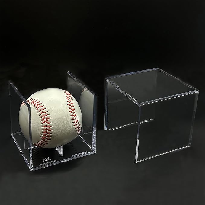 Baseball & Golf Ball Display Case Acrylic Cube Square Clear Memorabilia Display & Storage Sports Official Baseball Accessories (Baseball Case, Standard)