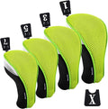 Andux 4pcs/Pack Mesh Golf 460cc Driver Fairway Wood Club Head Covers with Interchangeable No. Tags