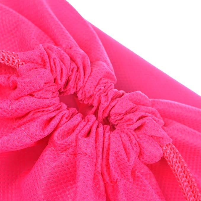Cosmos 10 Pcs Travel Shoe Bags Shoe Organizer Pouch Storage String Bags for Travel Trip Carrying Packing, Dust-proof Non-Woven Fabric in Drawstring, 13.75" x 11" (Hot Pink)
