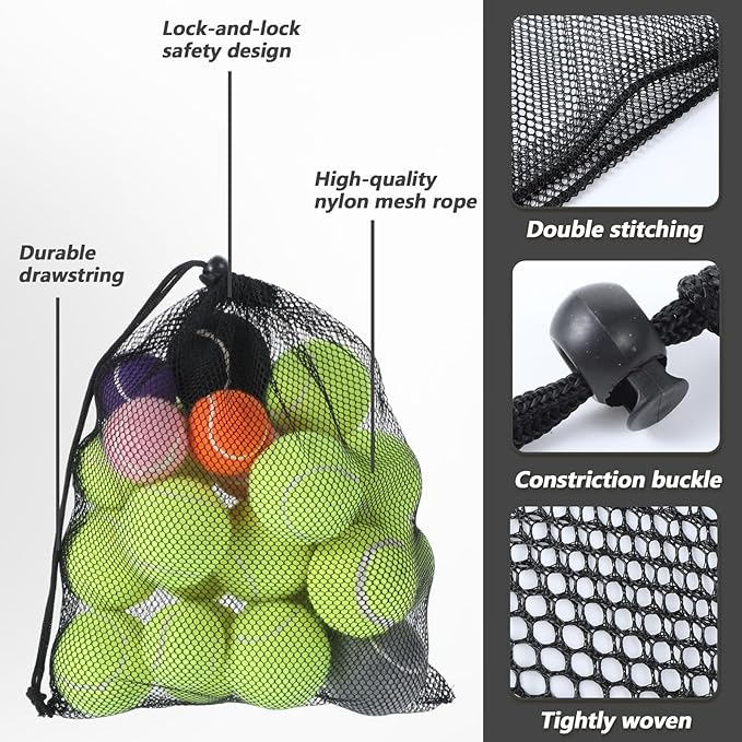 6 Pcs Mesh Bags with Drawstring, Golf Ball Mesh Bag with Drawstring, Nylon Mesh Golf Ball Bags, Nylon Bag for Pool Toys, Tennis Balls, Beach Travel Accessories(2 Sizes)