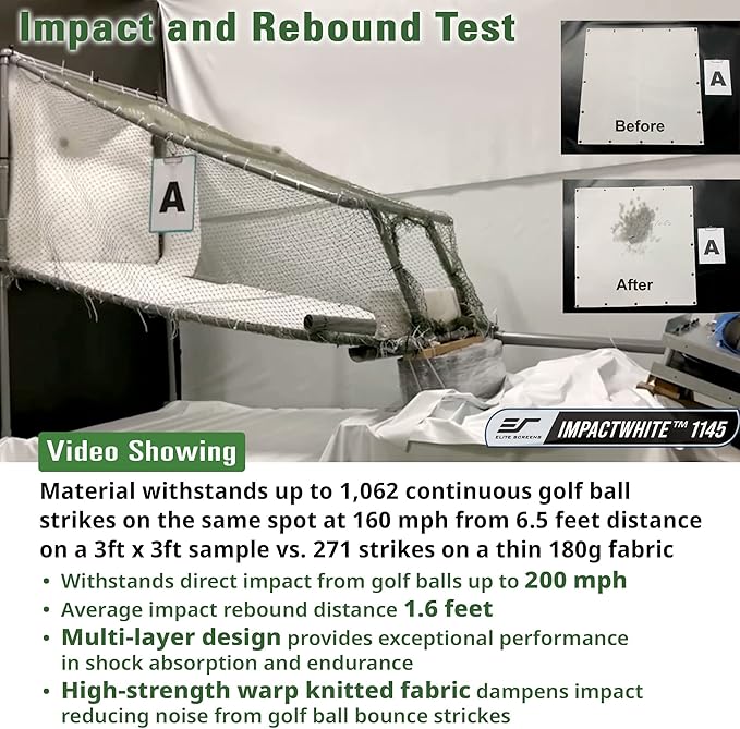 Elite Screens GolfSim DIY, 10'x13' Golf Simulator Impact Screen with Grommets for Indoor Home Golf Training, Golf Hitting Screen, ISF Material, Folded Packing, DIY10X13-IPW1145-F