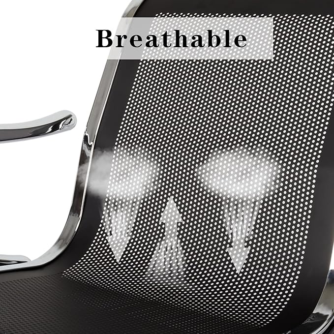 Kinfant Waiting Room Chair Bench - Guest Reception Chairs for Airport Hospital Bank Salon Barber Hall Room Conference (2-seat, Black-Mesh)