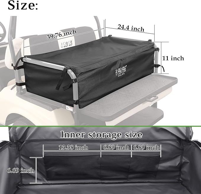 10L0L Cargo Bag for 4 Passenger Golf Carts, Storage Grocery Shopping Bag for Yamaha, EZGO TXT/RXV, Club Car DS/Precedent Golf Cart