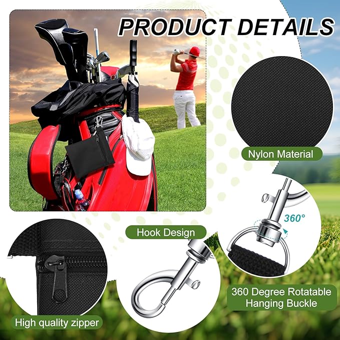 WILLBOND 12 Pcs Golf Tee Bag Holder Tee Pouch Golf Ball Carry Bag with Metal Lobster Claw Clip Multicolor Portable Accessories for Man Woman