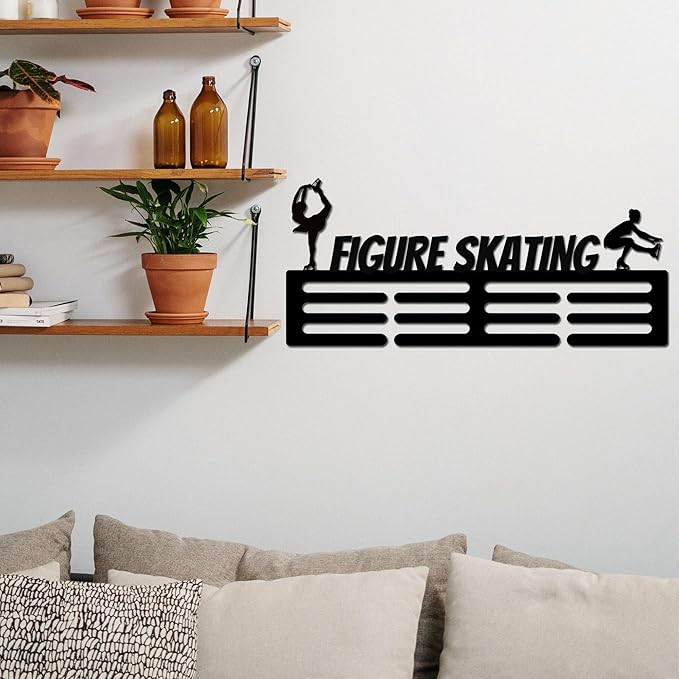 Figure Skating Achievement Hanger Custom Figure Skating Achievement Holder with Name, 12 Rungs for Achievements & Ribbons Skate Achievement Display Award Display