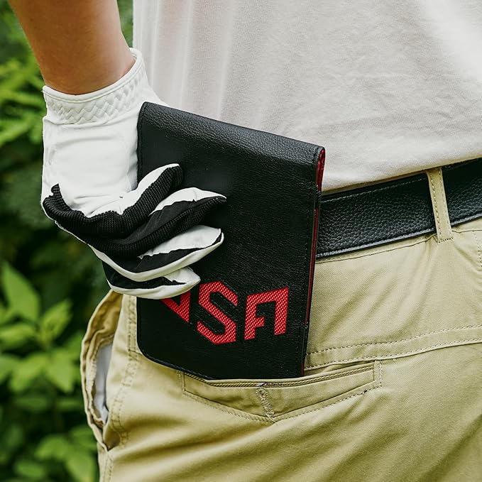 Golf Scorecard Holder & Yardage Book Cover, Golf Accessories Black Premium Leather Yardage Book Holders Cover