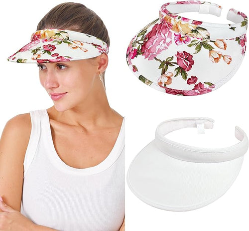 2 Pack Sun Visor Hats Women Men Clip On Wide Brim Visors Hat Outdoor Sports Golf Beach Travel Tennis Caps