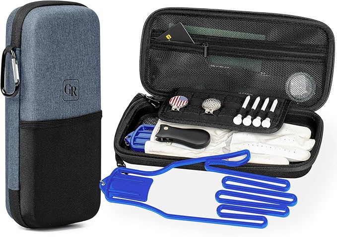 Active Carbon Fabric Odor - Absorbing Golf Glove Holder Case with Glove Shaper - Fits Golf Club Bag, Multifunctional Golf Organizer for Phone, Tees, Divot Tool, Golf Gifts for Men & Women
