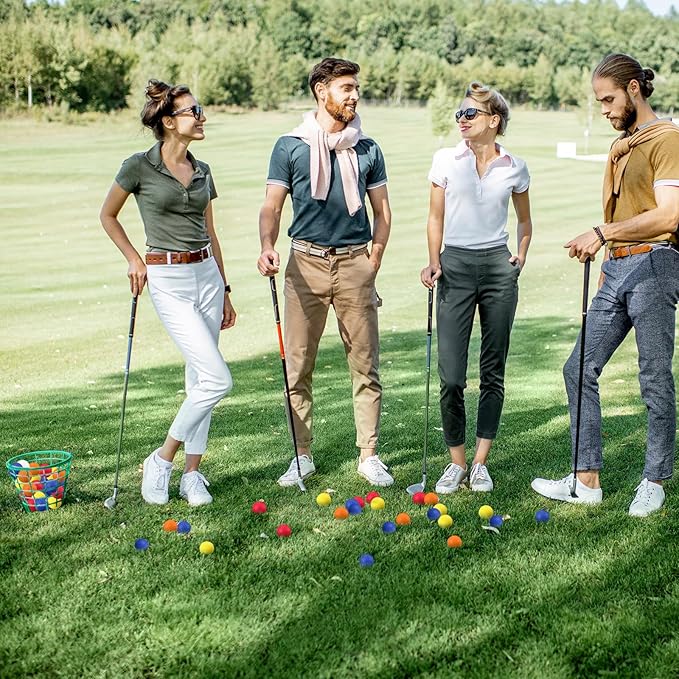 Junkin 80 Pcs Foam Golf Balls Rubber Practice Balls Realistic Feel and Flight Sport Training for Indoor or Outdoor Backyard Golf Training