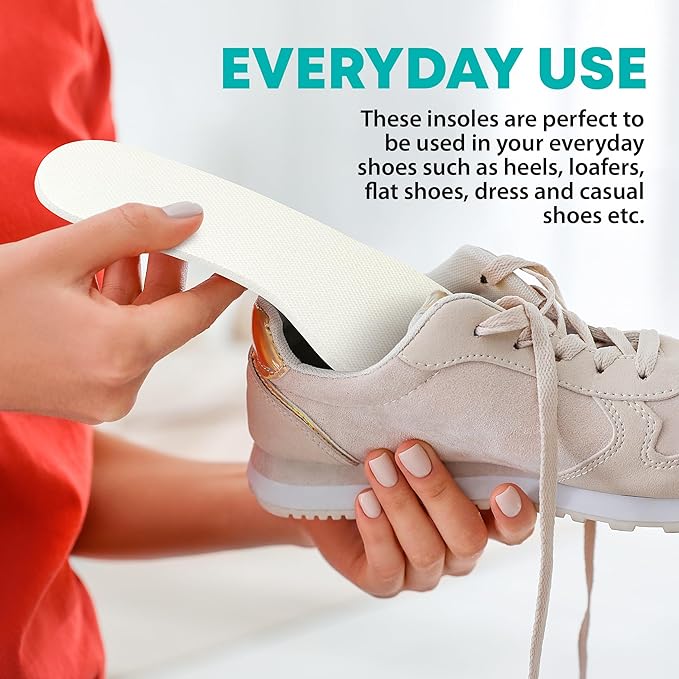 Shoe Filler Insert - Full Length Daily Latex Foam Shoe Inserts, Shoe Insoles for Shoes That are Too Big, 3 Pairs (EU 39, US Women 9 Men 6)