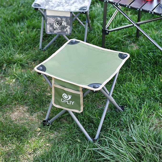 Opliy Camping Stool, 13.5 inch Folding Small Chair Portable Camp Stool for Camping Fishing Hiking Gardening and Beach, Camping Seat with Carry Bag (Green)