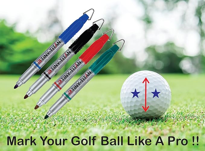 Tiny-Titan Mini Markers, Keychain Clip, Golf Ball Marker, Clip On Nurse's Badge - ORANGE Ink - Fine Point - 4 Pens