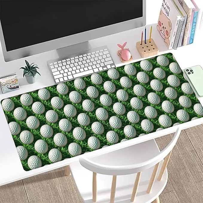 Golf Ball Gaming Mouse Pad, Office Desk Mat, Anti-Slip Rubber Base Cool Aesthetic Mouse Pads for Computer Laptop Keyboard School Home Desktop Gamer Home Accessories Decor 31.5" x 11.8"