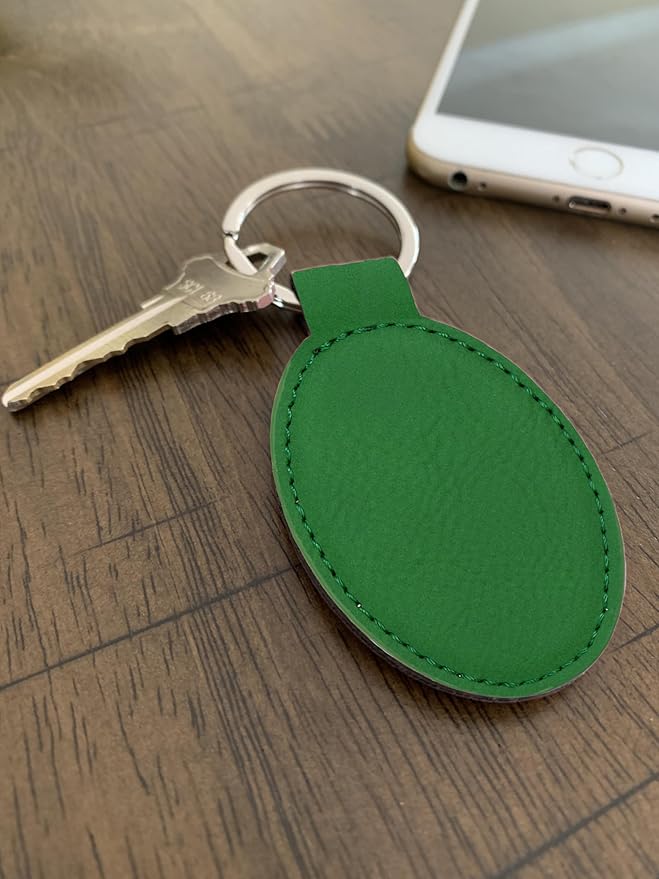 LaserGram Oval Keychain, Golf Ball, Personalized Engraving Included (Green)