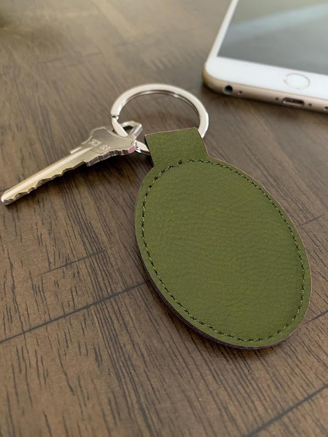 LaserGram Oval Keychain, Off Road Racer, Personalized Engraving Included (Camo Green)