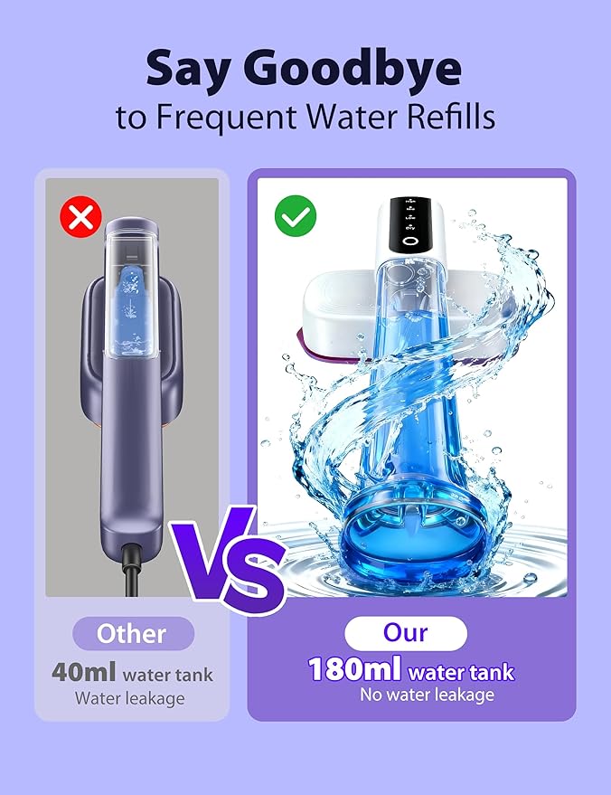 Travel Steamer for Clothes,15s Fast Heat-up Portable Iron,35mins Runtime & 180ml Large Tank,25g/min Steam,Ceramic Panel,Stands on Desk,Wrinkle Remover for Travel, Home, Office(White)