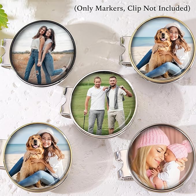 xrlsg Custom Golf Ball Marker and Hat Clip 1 Set, Magnetic Hat Clip with Your Personalized Photo Logo for Golfers, Boyfriend