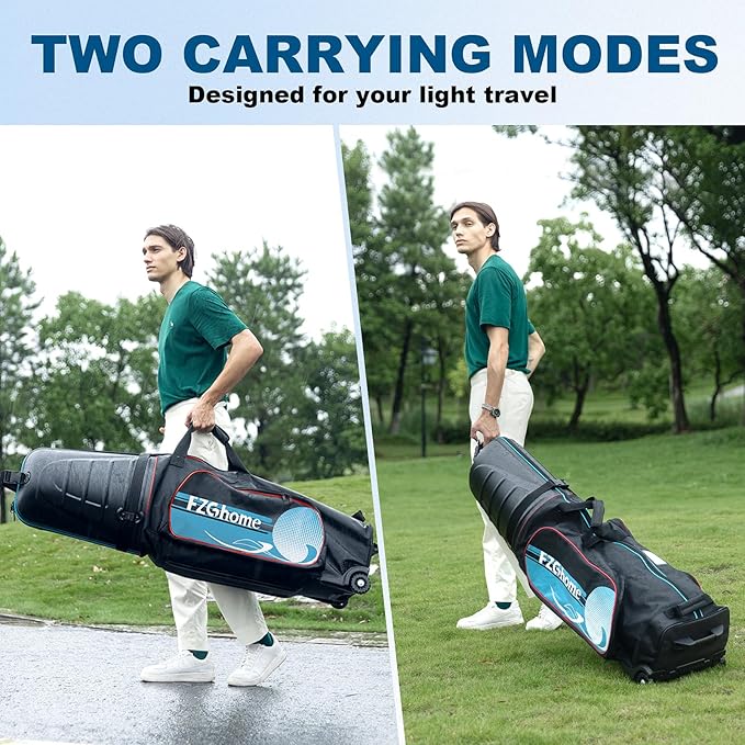 Golf Travel Bags for Airlines with Hard Case Top & Wheels, Hard Shell Top Protect Golf Club, 1680D Heavy Duty Oxford, Wide-Mouth Effortless Packing, Lightweight