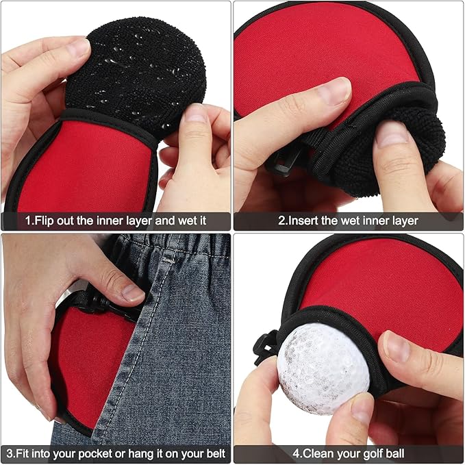 PATIKIL Golf Ball Washer Pouch, Portable Golf Balls Cleaner Pocket Bag with Hanging Clip for Golf Exercise