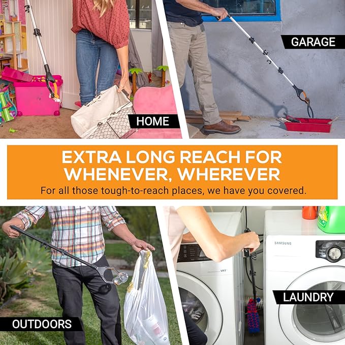 EZPIK Classic 32" Flexible Folding Grabber Tool for Elderly + Magnets, Reacher for Disabled & Seniors Heavy Duty Rotating Grippers for Reaching Underneath, Trash Grabbers & Pickers for Mobility
