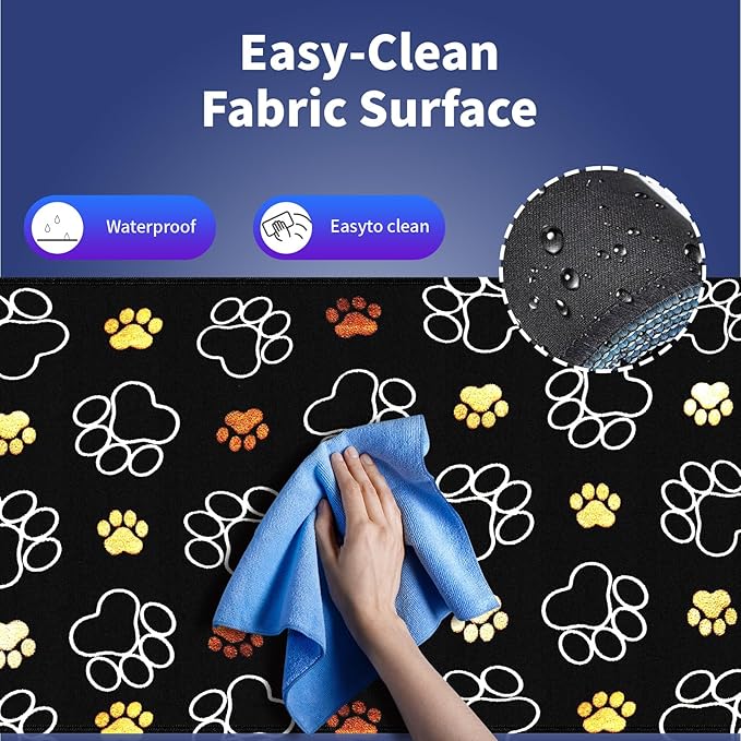 Wknoon. Extra Large Gaming & Office Mouse Pad (31.5" x 11.8") – Abstract Cute Dog Paw Prints Gold and White Design, Premium Anti-Slip XXL Desk Mat with Durable Stitched Edges