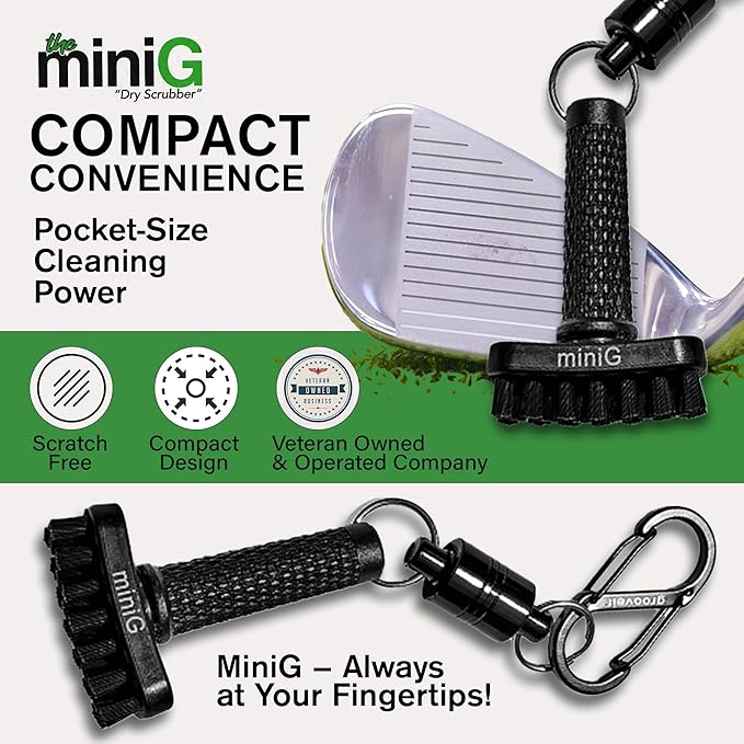 Grooveit Pink Mini Golf Brush The MiniG 'Dry Scrubber' Features A Detachable Magnet, Heavy-Duty Nylon Bristles, and 3-Yr Warranty - Used On All Professional Golf Tours - Golf Accessory of 2023