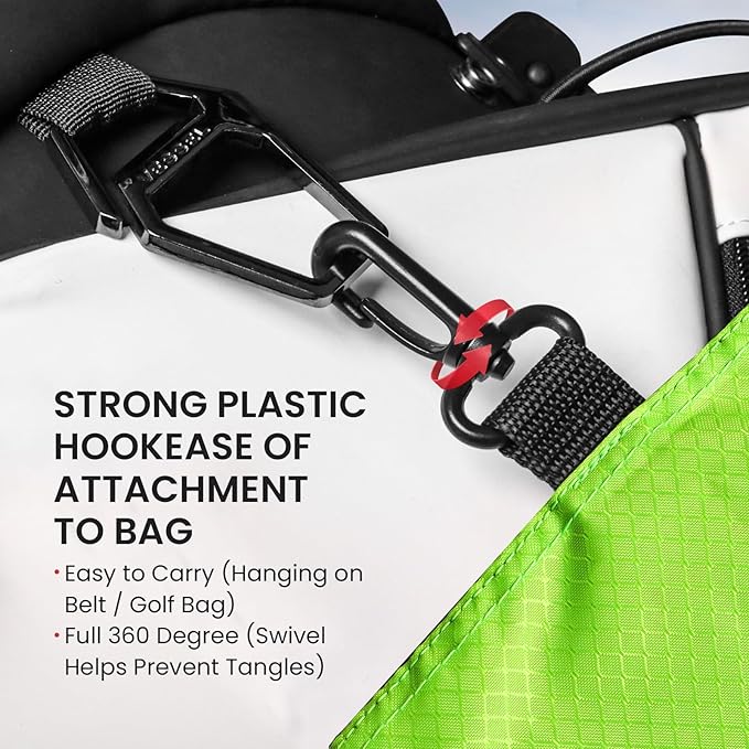 Golf Bag Accessories Valuables Pouch Bags Multi Pocket Zipper Hook with 10 Pcs Wood Golf Tees for Men Women